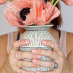 poppy season, striped vase, and stacking rings