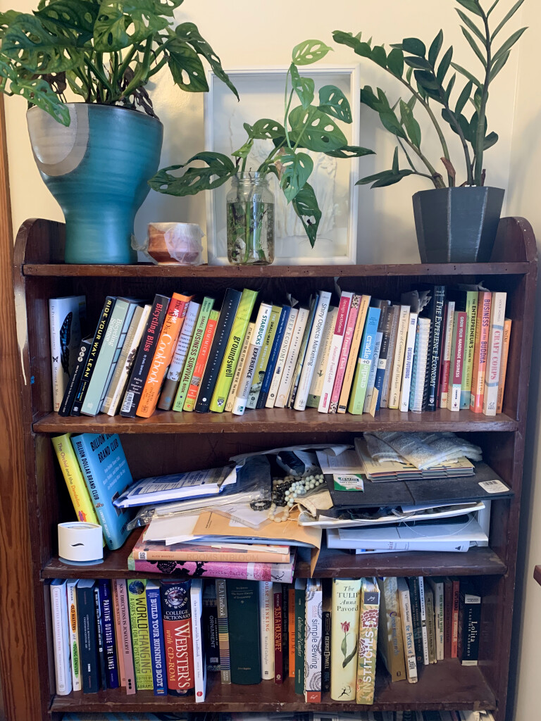 bookshelves of artist, designer, metalsmith, teacher, and entrepreneur Megan Auman 