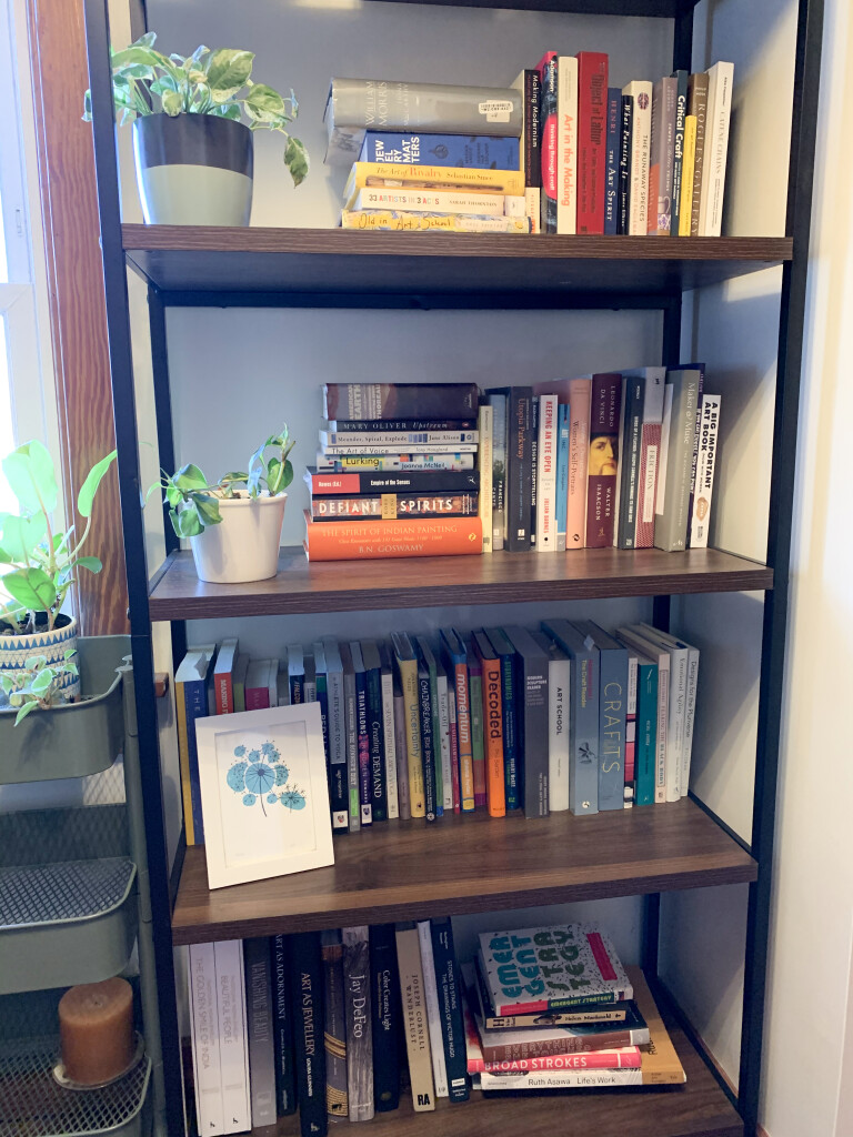 bookshelves of artist, designer, metalsmith, teacher, and entrepreneur Megan Auman 