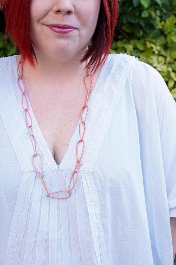 colorful chain necklace and kaftan in Palm Springs