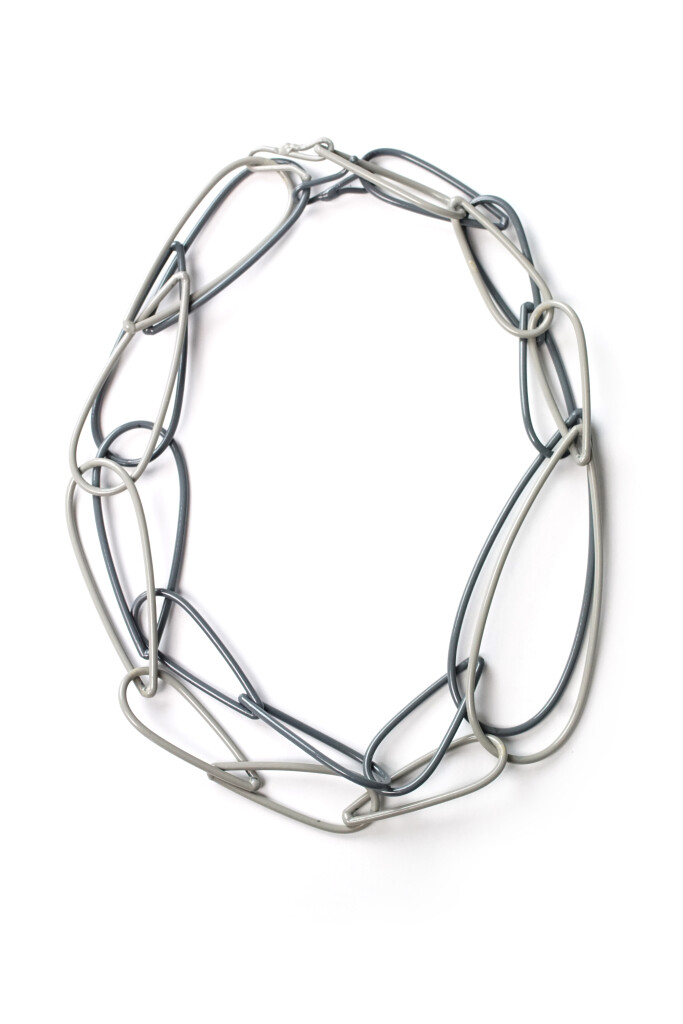 layered gray chunky chain necklaces by designer and metalsmith Megan Auman