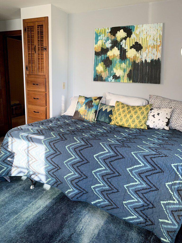 guest bedroom makeover with art