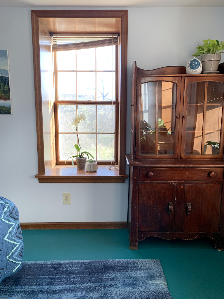 guest bedroom makeover with painted floor