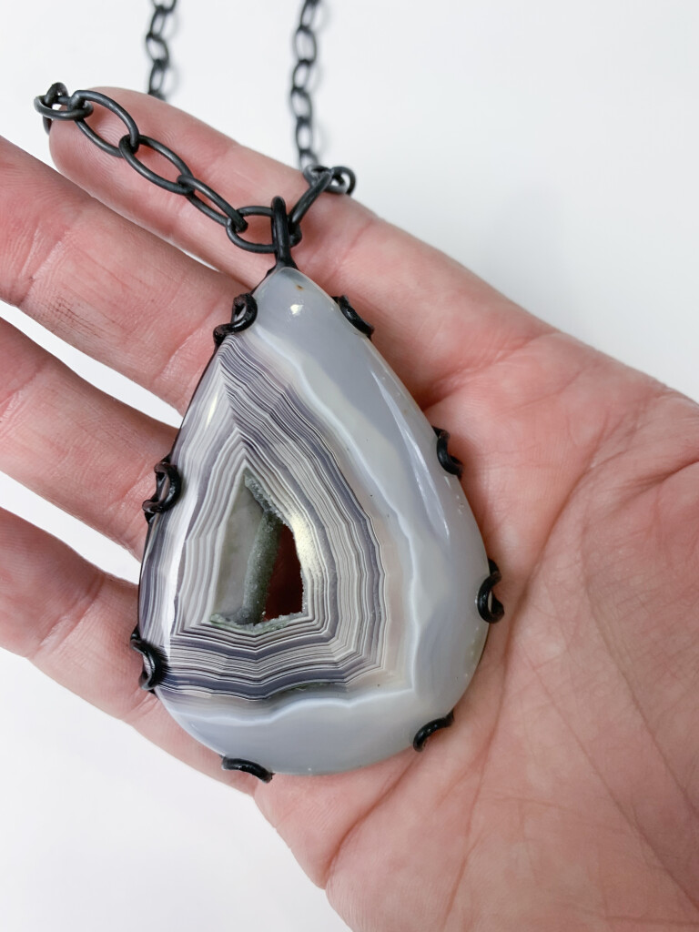 one of a kind handcrafted agate statement necklace