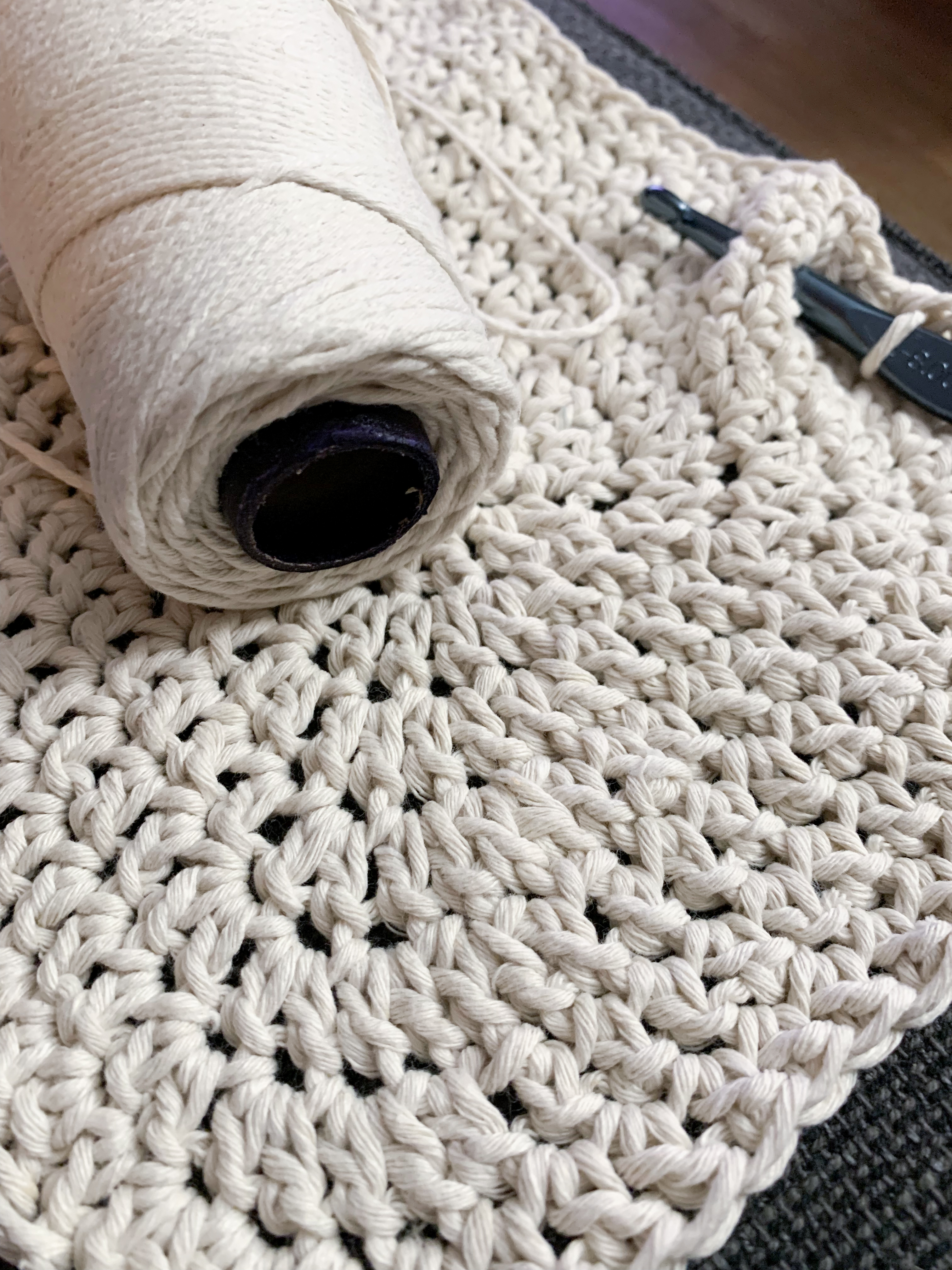 start of a crochet blanket