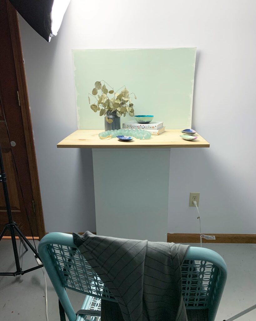 behind the scenes photo set-up - handmade decor