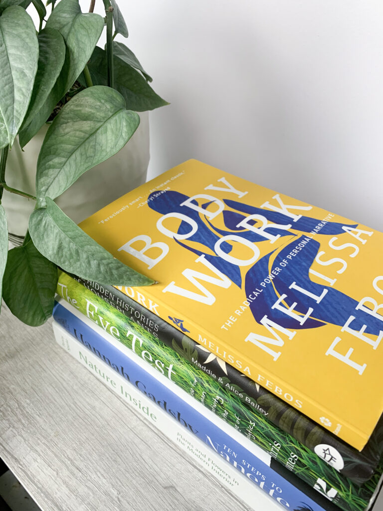 books on houseplants, creativity, and the body