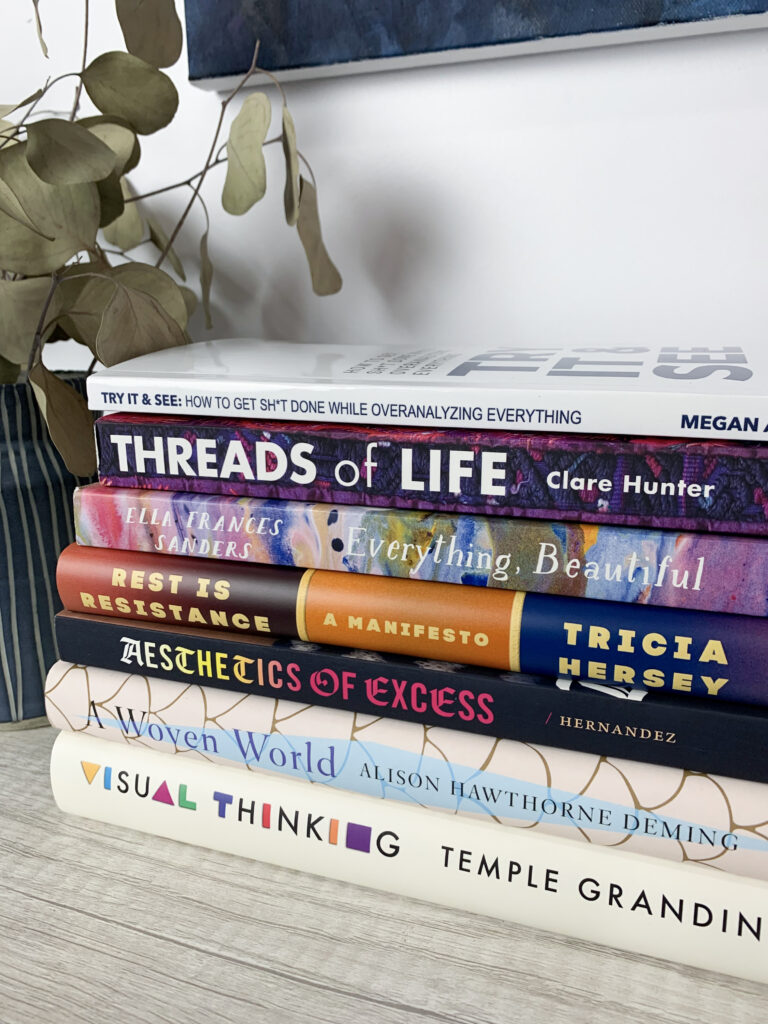 book reviews: textiles, rest, visual thinking
